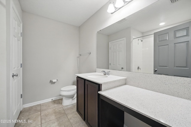 12372 Golden Bell Dr, Jacksonville, FL 32225 - full bath with toilet, baseboards, vanity, a shower, and tile patterned floors