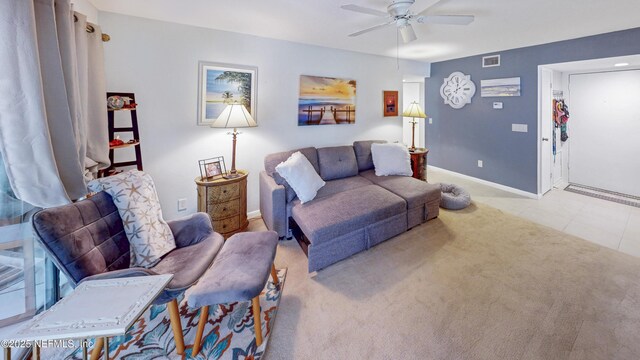21 Mid Pines Cir, Palm Coast, FL 32137 - carpeted living area with ceiling fan and baseboards