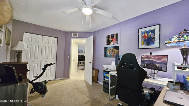 21 Mid Pines Cir, Palm Coast, FL 32137 - carpeted home office featuring ceiling fan and baseboards