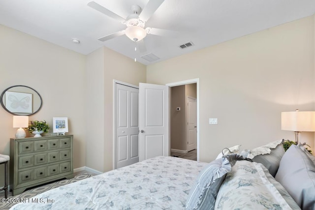 488 Montserrat Dr, Saint Augustine, FL 32092 - bedroom with baseboards, a closet, and ceiling fan