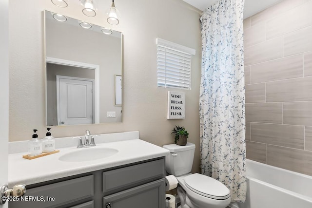 488 Montserrat Dr, Saint Augustine, FL 32092 - full bath featuring vanity, toilet, and shower / bath combination with curtain