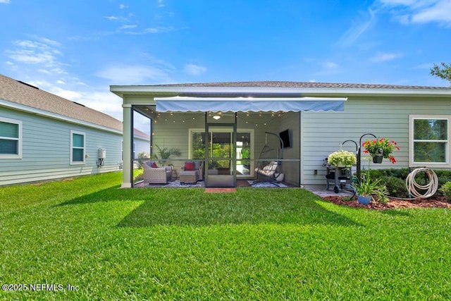 488 Montserrat Dr, Saint Augustine, FL 32092 - back of property with an outdoor hangout area, a yard, and a patio area