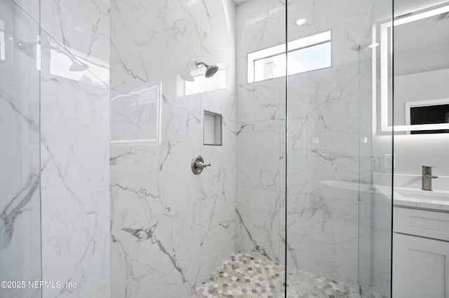 10065 Ecton Ln, Jacksonville, FL 32246 - full bathroom with a marble finish shower and vanity