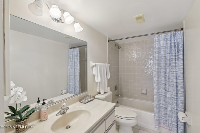 3360 Ocean Shore Blvd Unit 3070, Ormond Beach, FL 32176 - full bathroom with vanity, shower / tub combo, toilet, and tile patterned floors