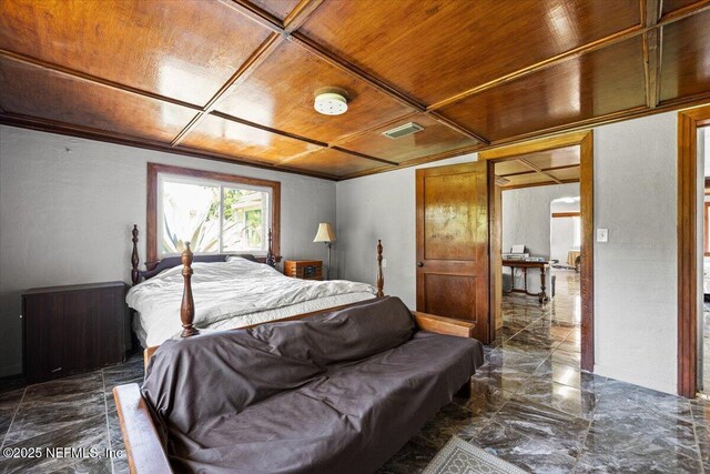 8615 2nd Ave, Jacksonville, FL 32208 - bedroom featuring dark marble finish floors and wooden ceiling