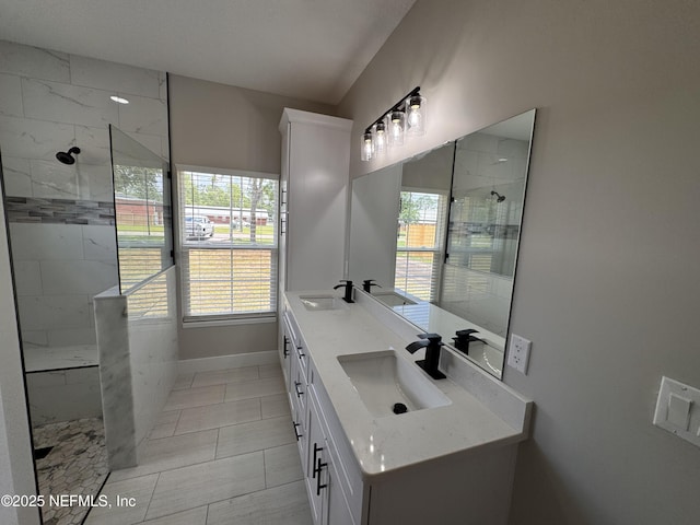 37280 New Oak St, Hilliard, FL 32046 - full bathroom featuring walk in shower, double vanity, and baseboards