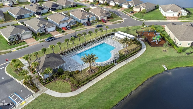 7242 Calamint Ave, Jacksonville, FL 32219 - aerial perspective of suburban area with a pool