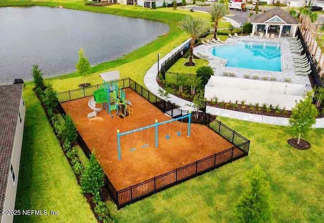 7242 Calamint Ave, Jacksonville, FL 32219 - drone / aerial view of a pool and a large body of water