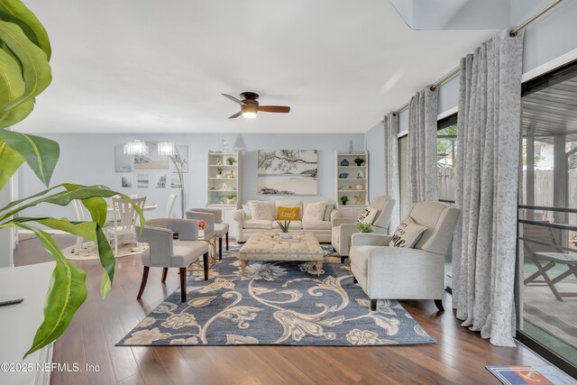 1113 Lee Rd, Jacksonville, FL 32225 - living area with ceiling fan and wood finished floors