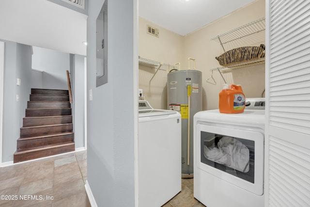 1113 Lee Rd, Jacksonville, FL 32225 - washroom featuring washer and dryer, electric water heater, electric panel, and baseboards