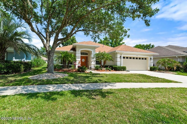 1252 Paradise Pond Rd, Saint Augustine, FL 32092 - view of front of property featuring a garage, stucco siding, concrete driveway, and a front lawn