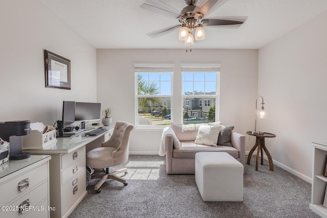 287 Richmond Dr, Saint Johns, FL 32259 - home office with light colored carpet, ceiling fan, and baseboards
