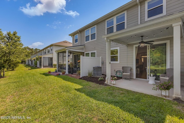 287 Richmond Dr, Saint Johns, FL 32259 - back of house with ceiling fan, a patio area, a yard, and central AC