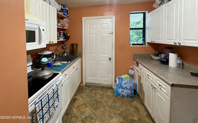 6316 Pine Summit Dr, Jacksonville, FL 32211 - kitchen with white appliances, a sink, white cabinetry, and open shelves