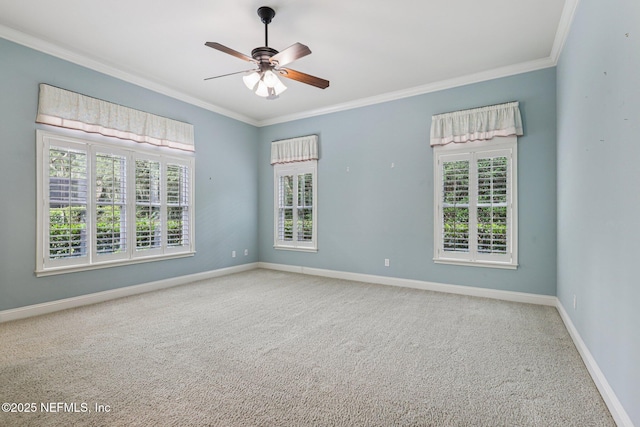 4640 Tuscan Wood Ct, Saint Augustine, FL 32092 - carpeted empty room with ornamental molding and a ceiling fan