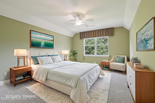 4640 Tuscan Wood Ct, Saint Augustine, FL 32092 - bedroom with carpet, lofted ceiling, and a ceiling fan
