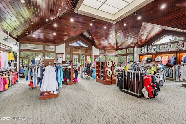 4640 Tuscan Wood Ct, Saint Augustine, FL 32092 - gym featuring carpet, lofted ceiling, and healthy amount of natural light