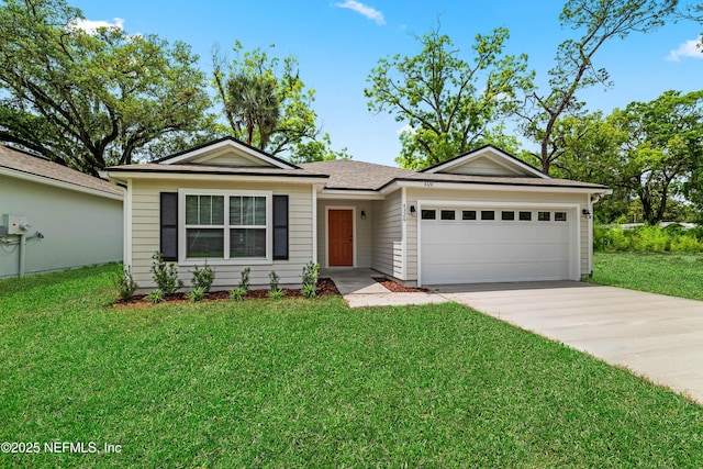 5969 Flicker Ave, Jacksonville, FL 32219 - ranch-style house with driveway, an attached garage, and a front yard