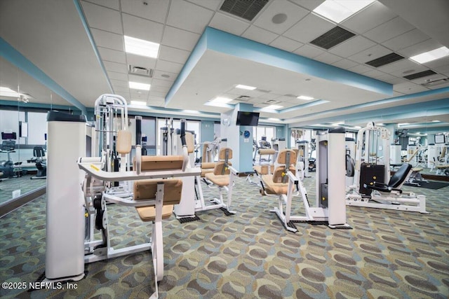 1031 1st St S Unit 1202, Jacksonville Beach, FL 32250 - gym with a drop ceiling and carpet