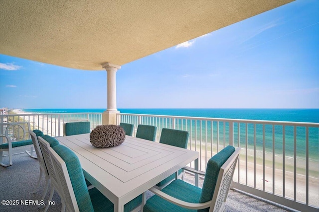 1031 1st St S Unit 1202, Jacksonville Beach, FL 32250 - view of patio / terrace featuring view of water and beach and a balcony