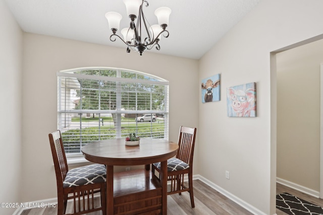 1260 Winding Brook Ct, Middleburg, FL 32068 - dining area with a chandelier, wood finished floors, and baseboards
