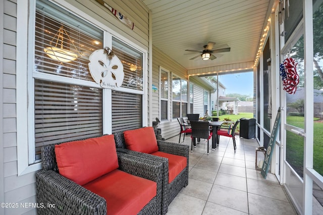 1077 Waterfall Dr, Jacksonville, FL 32225 - sunroom featuring a ceiling fan