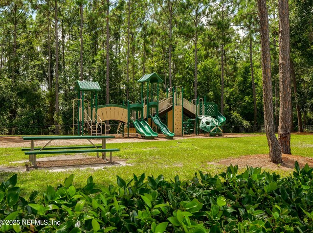 1077 Waterfall Dr, Jacksonville, FL 32225 - community jungle gym featuring a lawn