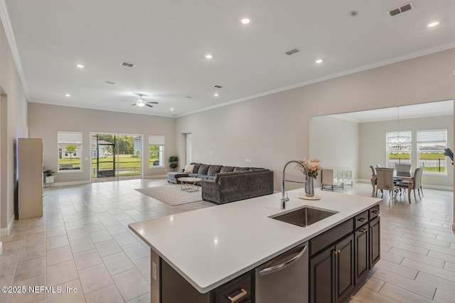 70 Pavo Cir, Saint Johns, FL 32259 - kitchen with a sink, dishwasher, plenty of natural light, open floor plan, and recessed lighting