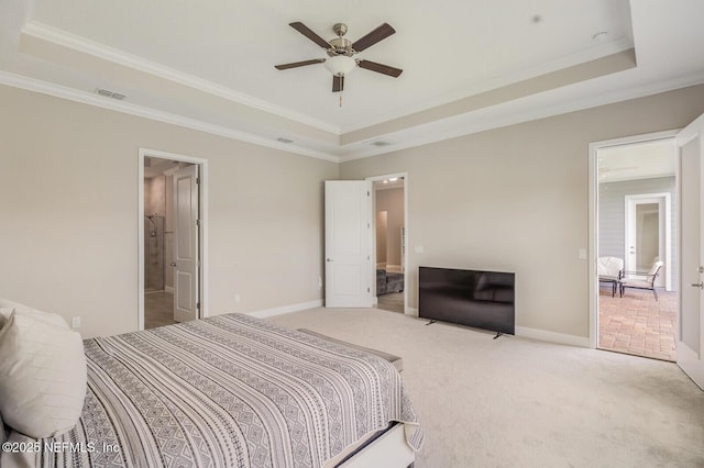 70 Pavo Cir, Saint Johns, FL 32259 - bedroom featuring a raised ceiling, crown molding, carpet flooring, and baseboards