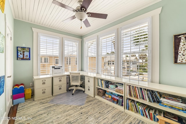 102 Palm Pl, Neptune Beach, FL 32266 - home office with ceiling fan and wood finished floors