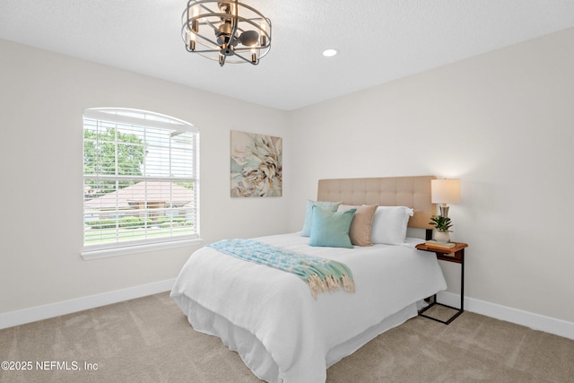 1008 Durbin Parke Dr, Saint Johns, FL 32259 - bedroom with carpet, baseboards, a chandelier, and recessed lighting