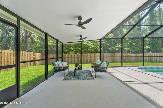 1008 Durbin Parke Dr, Saint Johns, FL 32259 - sunroom / solarium featuring outdoor lounge area and a ceiling fan