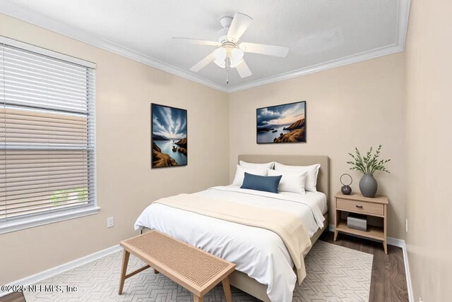 1147 Hyacinth St, Saint Augustine, FL 32092 - bedroom with baseboards, ornamental molding, multiple windows, and ceiling fan