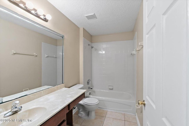 1147 Hyacinth St, Saint Augustine, FL 32092 - full bath featuring toilet, vanity,  shower combination, tile patterned floors, and a textured ceiling
