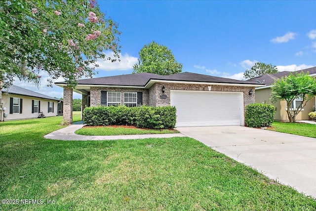 4952 Cypress Links Blvd, Elkton, FL 32033 - ranch-style home with a garage, brick siding, driveway, and a front yard