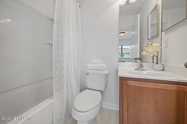650 Drake Bay Ter, Saint Augustine, FL 32084 - bathroom with vanity, toilet, shower / bath combo, and tile patterned floors