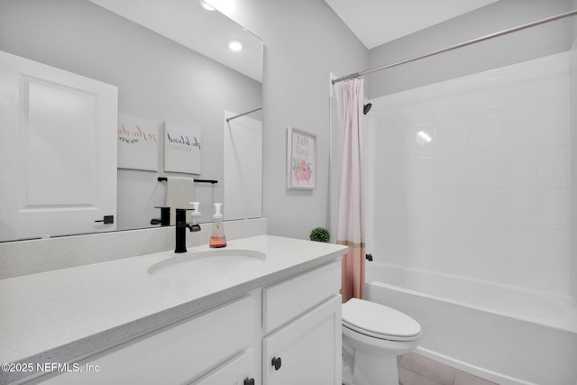95 Farmers Branch Ave, Ponte Vedra, FL 32081 - full bathroom featuring vanity, shower / bath combination with curtain, toilet, and tile patterned flooring