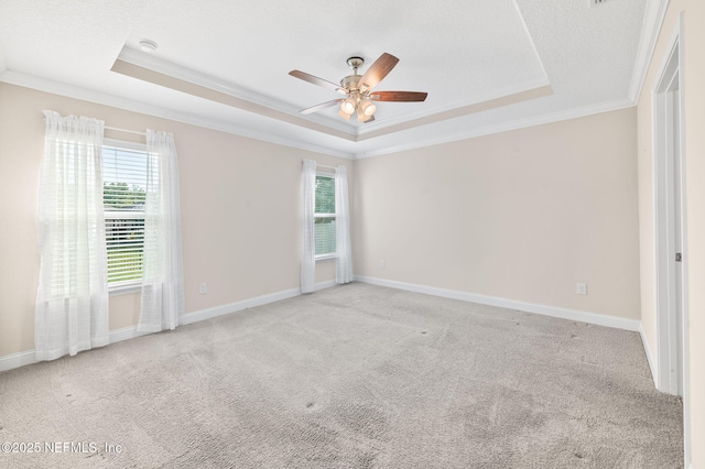 305 Green Turtle Ln, Saint Augustine, FL 32086 - carpeted spare room with a raised ceiling, crown molding, plenty of natural light, ceiling fan, and baseboards