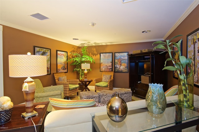 400 E Bay St Unit 1010, Jacksonville, FL 32202 - living room featuring crown molding and baseboards