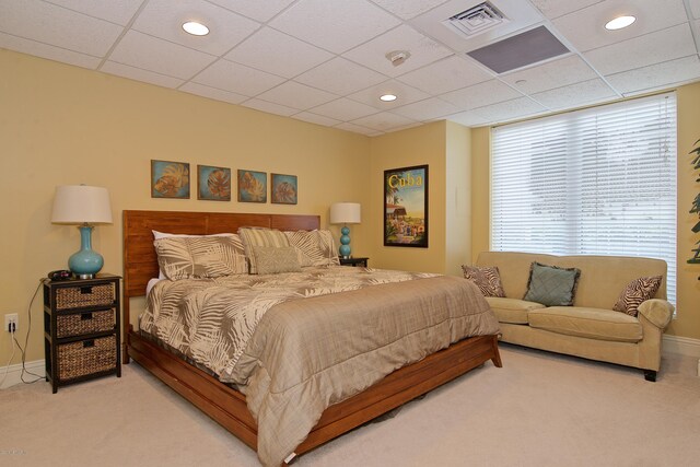 400 E Bay St Unit 1010, Jacksonville, FL 32202 - carpeted bedroom featuring baseboards, a paneled ceiling, and recessed lighting