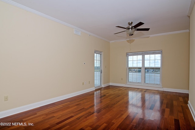 400 E Bay St Unit 1010, Jacksonville, FL 32202 - unfurnished room with wood finished floors, crown molding, baseboards, and a ceiling fan