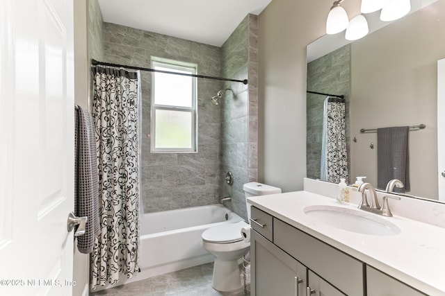 3820 Danforth Dr W, Jacksonville, FL 32224 - full bath with vanity, shower / bath combo, toilet, and tile patterned flooring