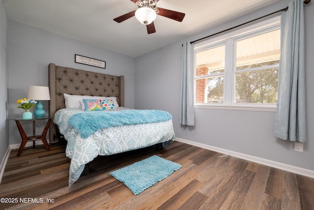 5253 Royce Ave, Jacksonville, FL 32205 - bedroom featuring baseboards, wood finished floors, and ceiling fan