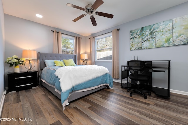 5253 Royce Ave, Jacksonville, FL 32205 - bedroom featuring wood finished floors, baseboards, recessed lighting, and a ceiling fan