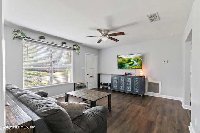 1702 Dibble Cir E, Jacksonville, FL 32246 - living area featuring a ceiling fan, baseboards, and wood finished floors