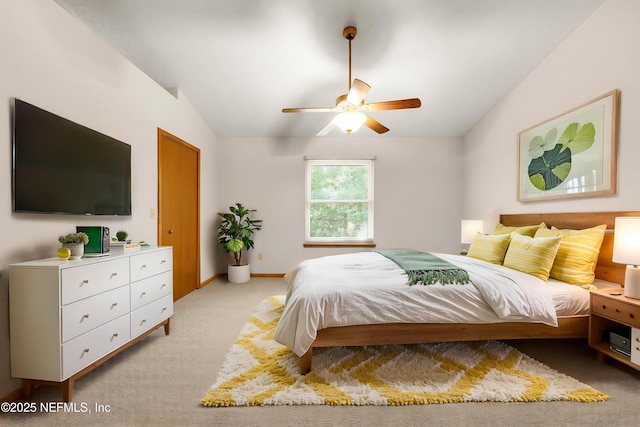 9353 Genna Trace Trl, Jacksonville, FL 32257 - bedroom with light colored carpet, a ceiling fan, baseboards, and vaulted ceiling
