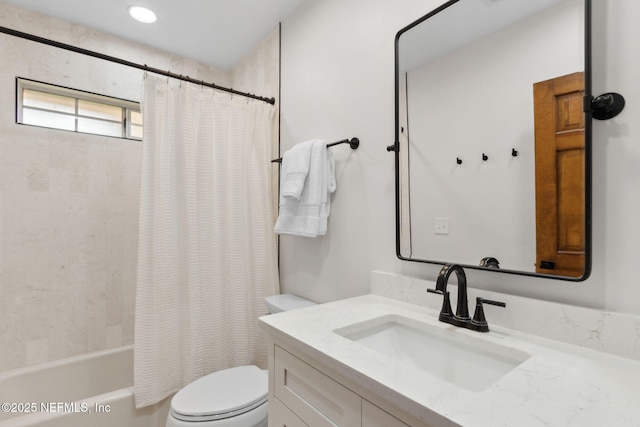 1908 Springbrook Rd, Fernandina Beach, FL 32034 - bathroom featuring vanity, toilet, and shower / bath combo with shower curtain