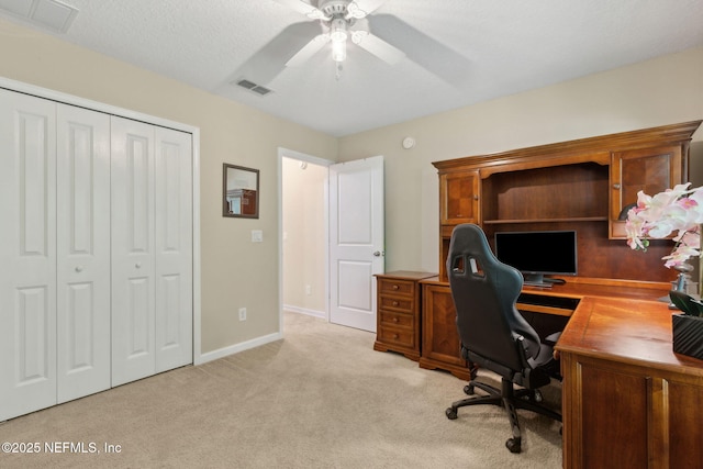 79653 Plummers Creek Dr, Yulee, FL 32097 - office featuring light carpet, a ceiling fan, and baseboards