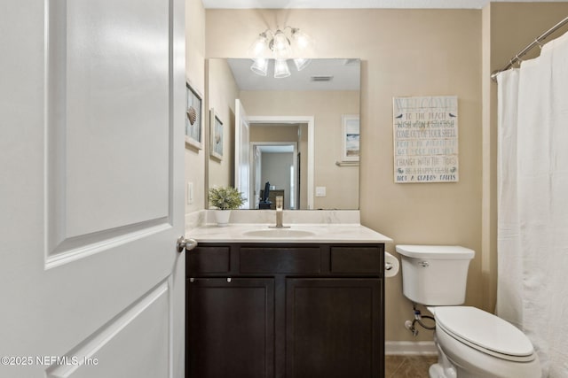 79653 Plummers Creek Dr, Yulee, FL 32097 - full bath with vanity, toilet, tile patterned floors, and a shower with curtain