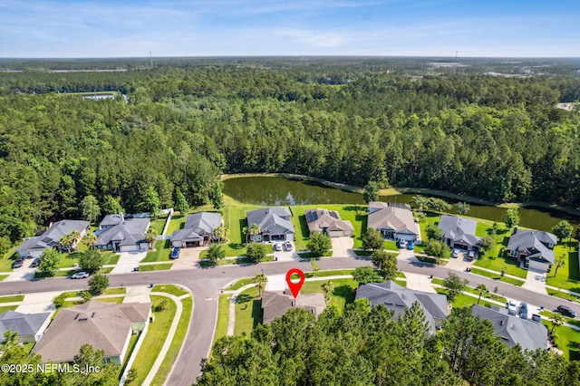 79653 Plummers Creek Dr, Yulee, FL 32097 - aerial overview of property's location featuring a forest, nearby suburban area, and a large body of water